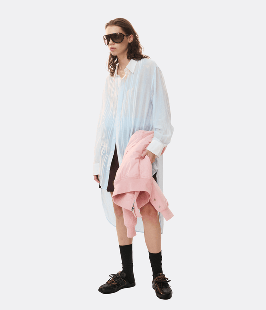 SILK COTTON PLEAT SHIRT DRESS | SLATE | LUUDA  LUUDA SILK COTTON PLEAT SHIRT DRESS | SLATE