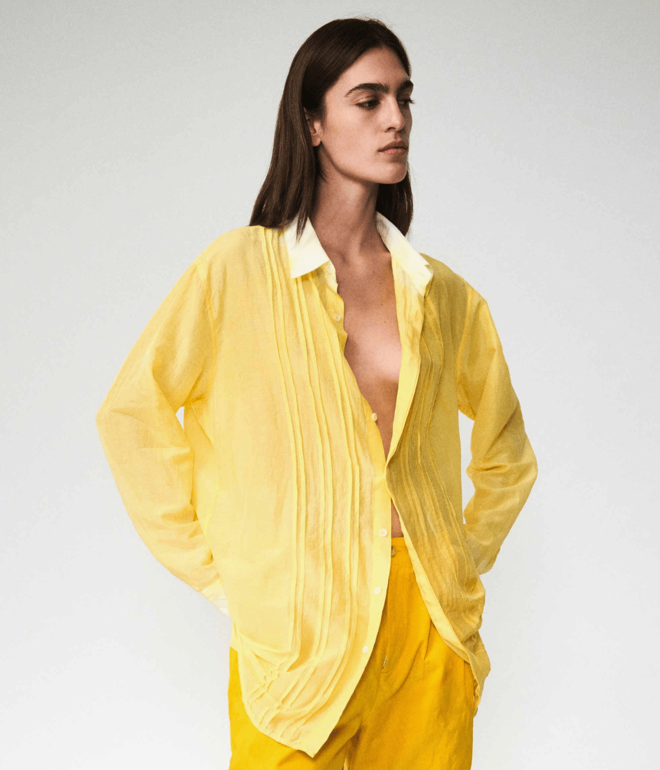 SILK COTTON PLEATS SHIRT DRESS | LUUDA  LUUDA SILK COTTON PLEATS SHIRT DRESS