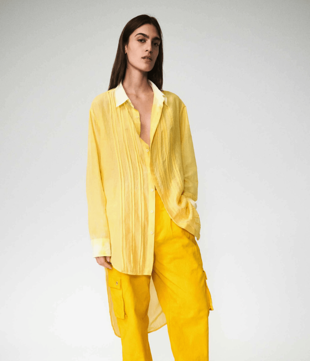 SILK COTTON PLEATS SHIRT DRESS | LUUDA  LUUDA SILK COTTON PLEATS SHIRT DRESS