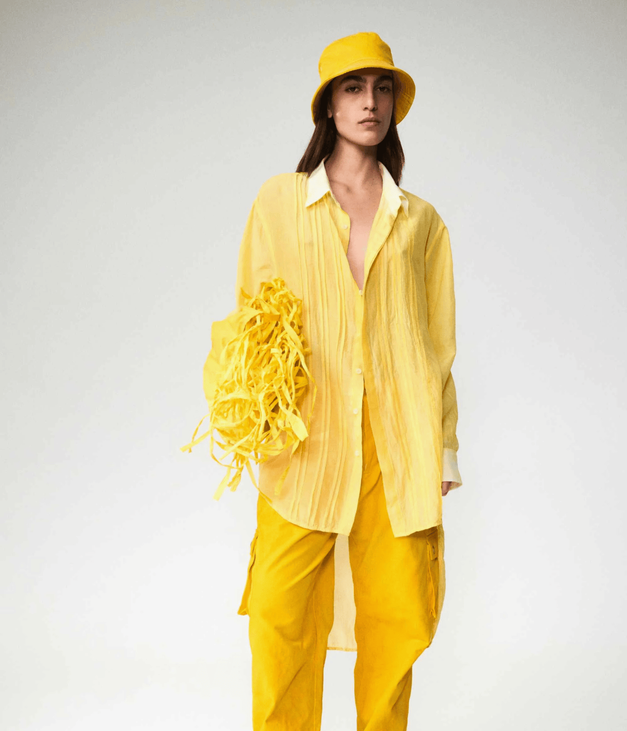 SILK COTTON PLEATS SHIRT DRESS | LUUDA  LUUDA SILK COTTON PLEATS SHIRT DRESS