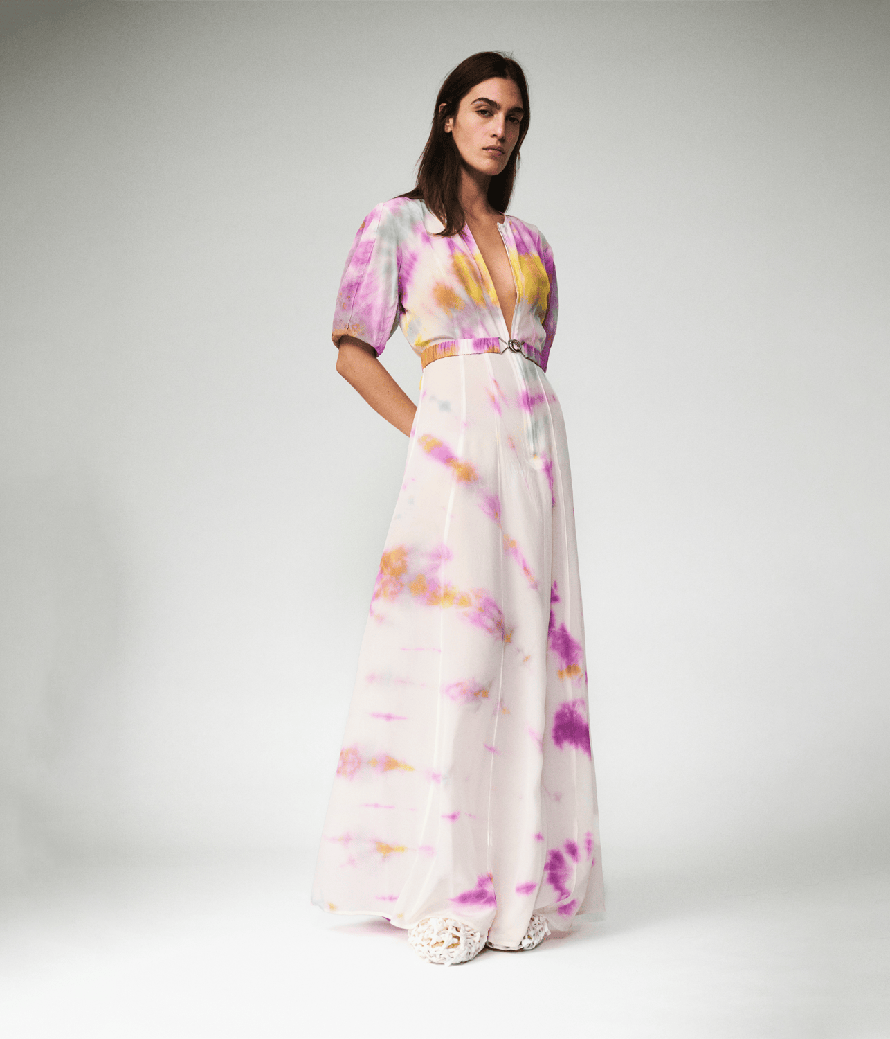 SILK ZIPPER GOWN HYDRANGER | LUUDA LUUDA SILK ZIPPER GOWN HYDRANGER