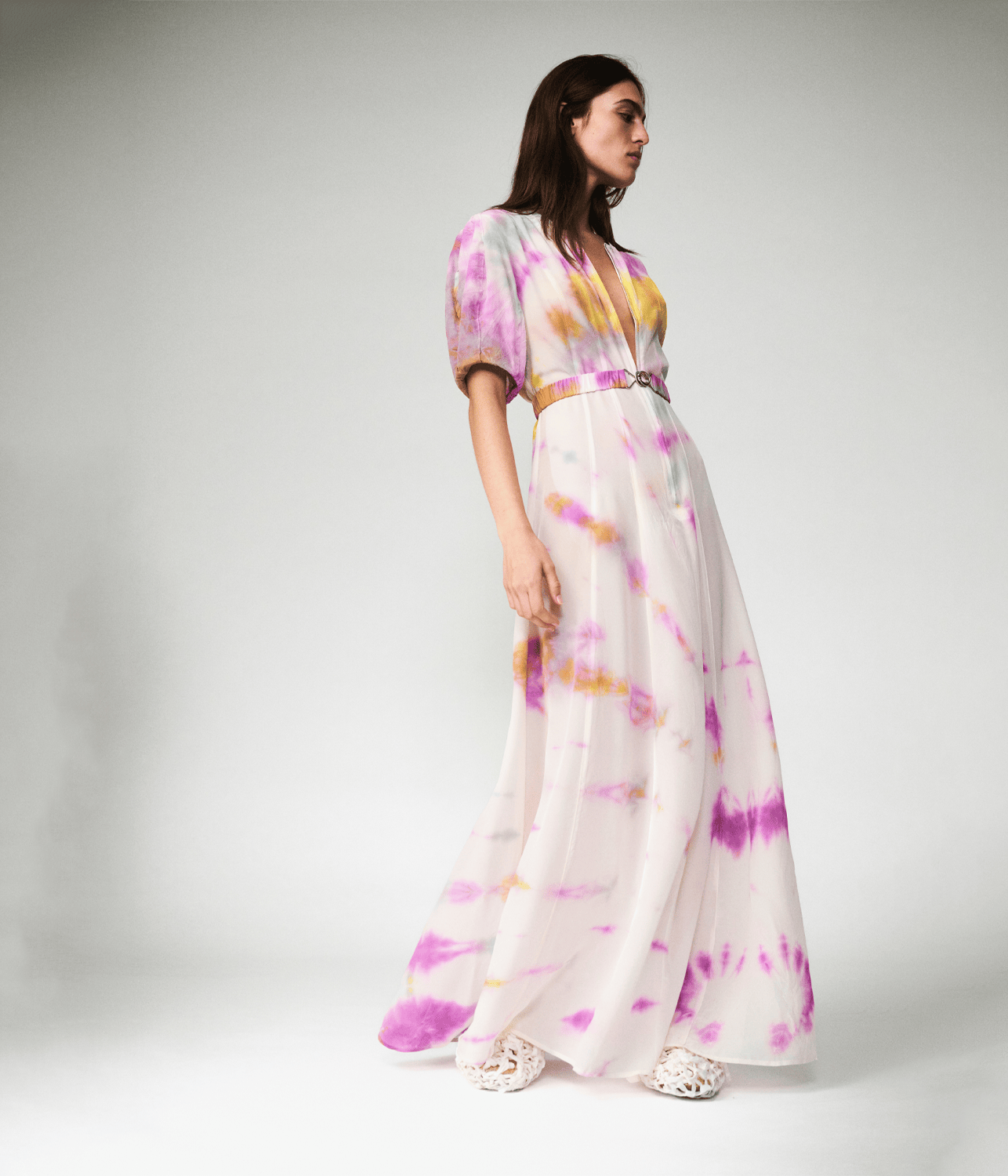 SILK ZIPPER GOWN HYDRANGER | LUUDA LUUDA SILK ZIPPER GOWN HYDRANGER