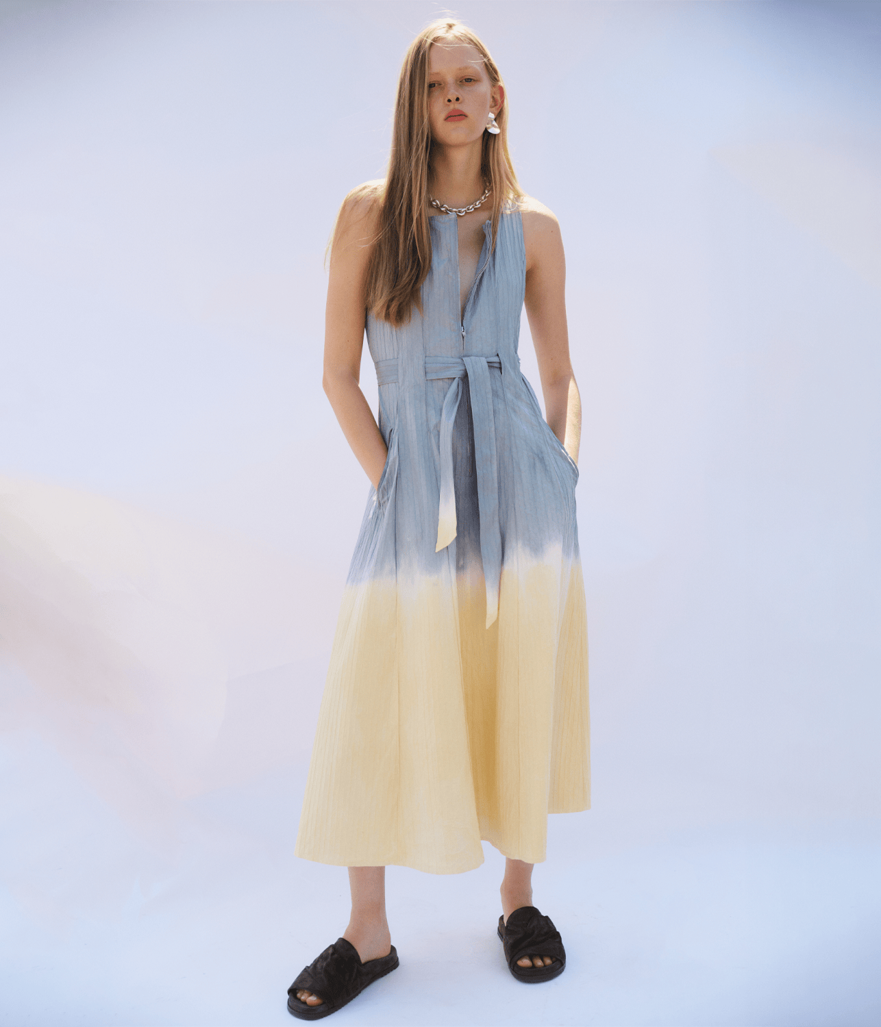 SINGLET ZIPPER DRESS WITH POCKETS SEA SALT | LUUDA LUUDA SINGLET ZIPPER DRESS WITH POCKETS SEA SALT