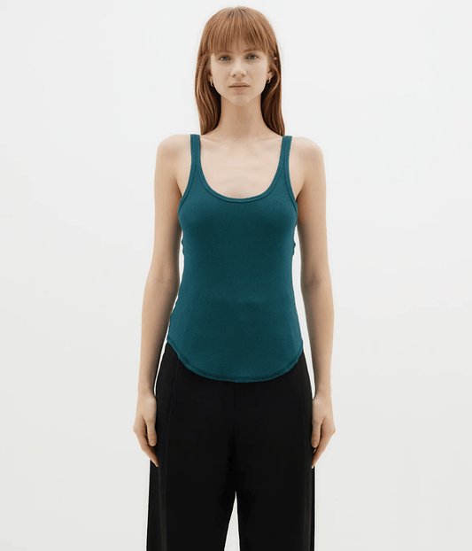 SLIM SCOOP RIB TANK- DARK SEA | BASSIKE | BASSIKE SLIM SCOOP RIB TANK- DARK SEA