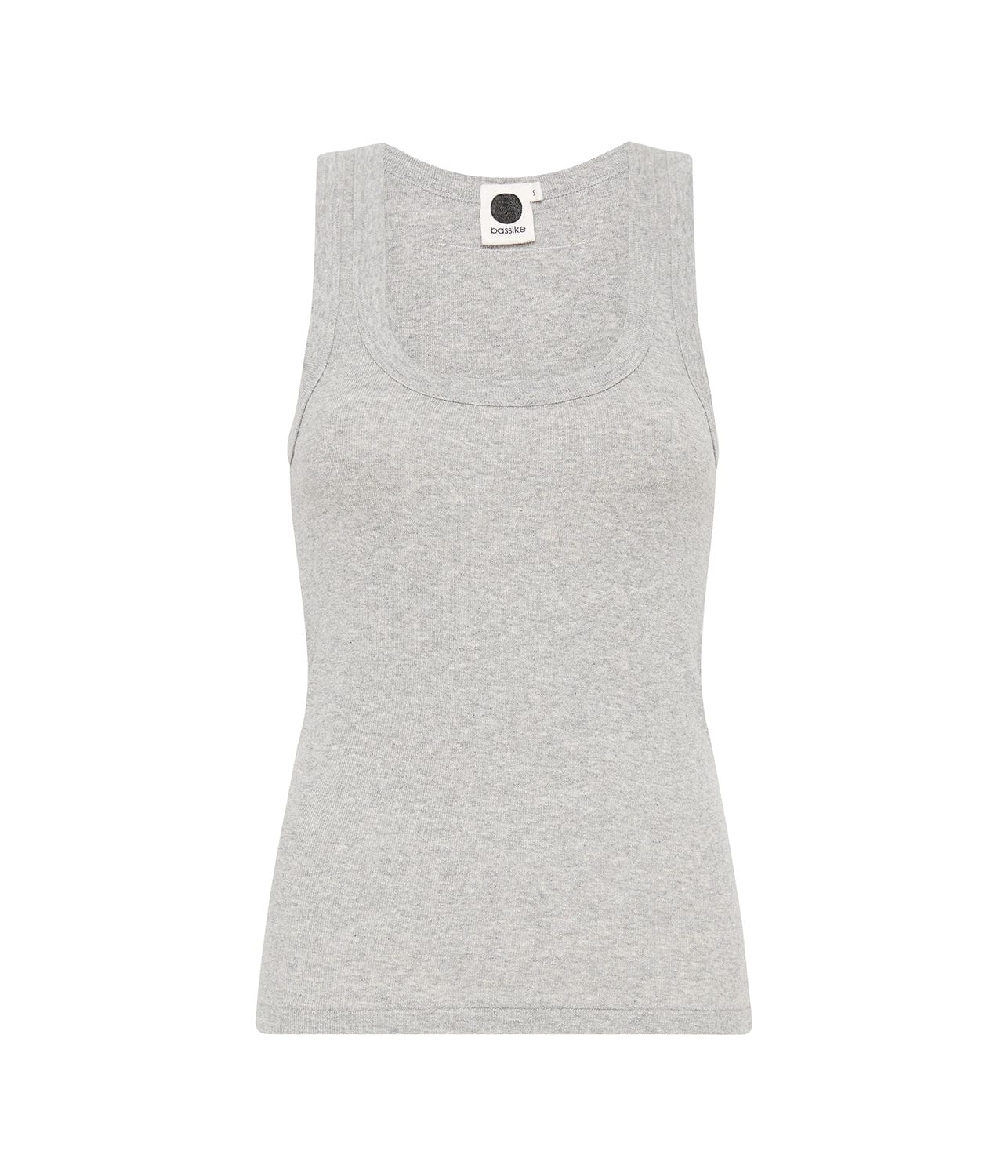 SLIM SUPERFINE RIB TANK -GREY MARLE | BASSIKE |  BASSIKE SLIM SUPERFINE RIB TANK -GREY MARLE