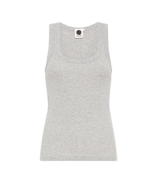 SLIM SUPERFINE RIB TANK -GREY MARLE | BASSIKE |  BASSIKE SLIM SUPERFINE RIB TANK -GREY MARLE