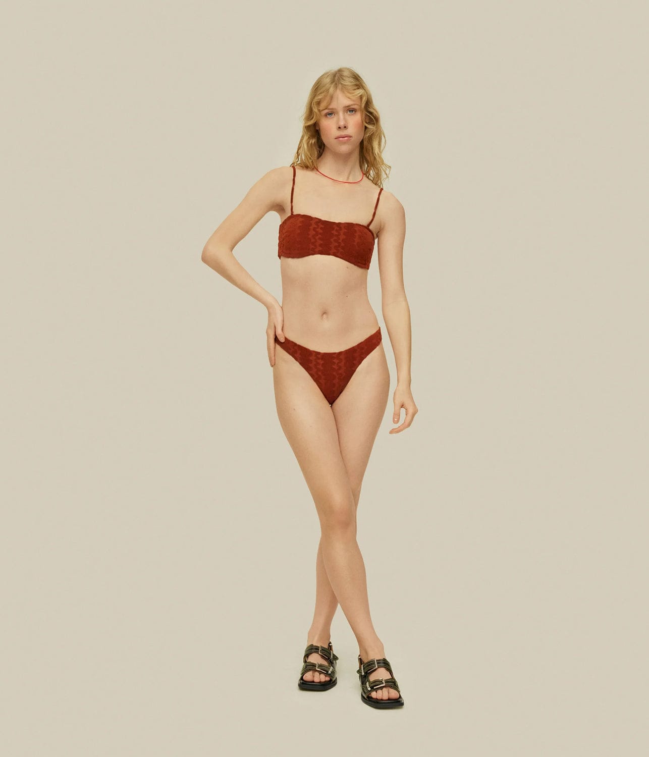 SOLIS BIKINI BOTTOM- TERRATOOA SCRIBBLE | OAS COMPANY |  OAS COMPANY SOLIS BIKINI BOTTOM- TERRACOTTA SCRIBBLE