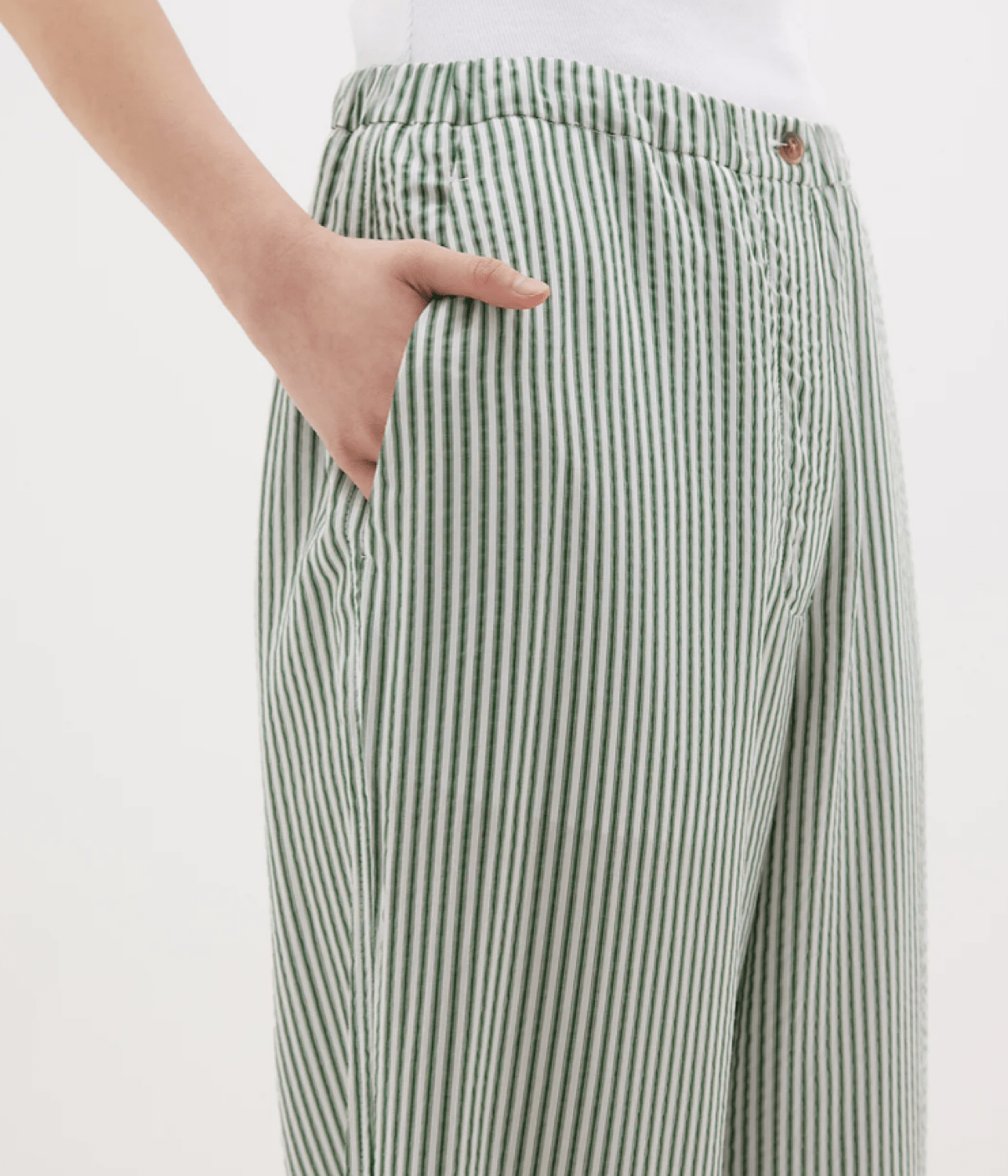 STRIPE SUMMER PANT -  GREEN / WHITE| BASSIKE| BASSIKE STRIPE SUMMER PANT -  GREEN / WHITE