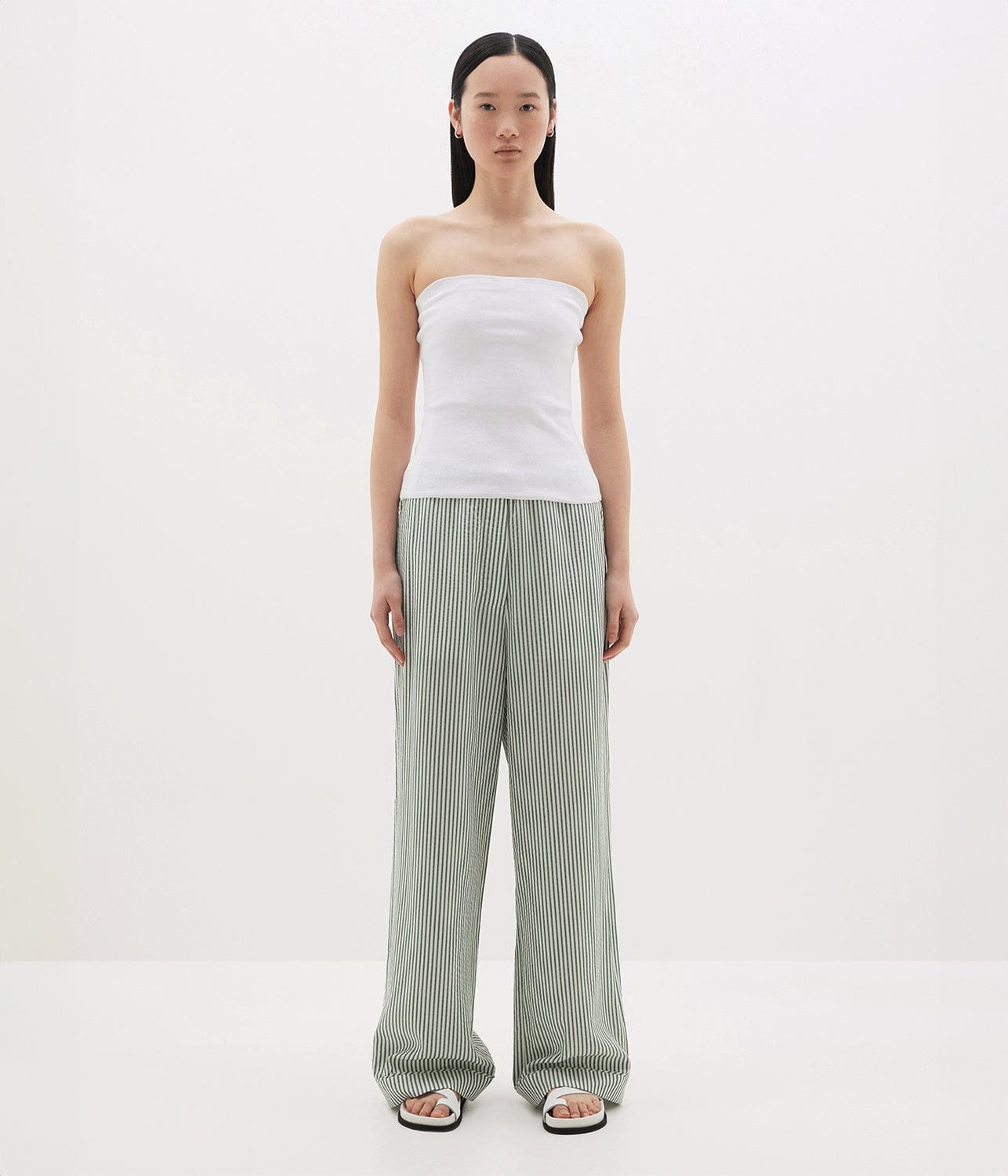 STRIPE SUMMER PANT GREEN WHITE BASSIKE FOR ARTISTS ONLY