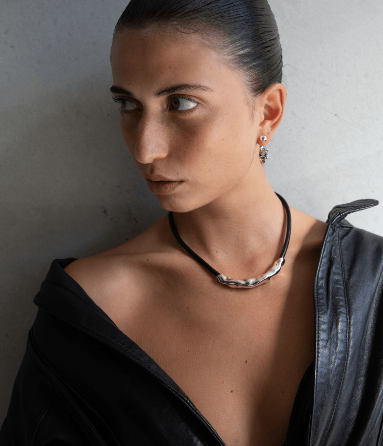 SUMMIT LEATHER CHOKER: BLACK LEATHER | STERLING SILVER PLATING | F + H STUDIOS F+H STUDIOS SUMMIT LEATHER CHOKER: BLACK LEATHER | STERLING SILVER PLATING