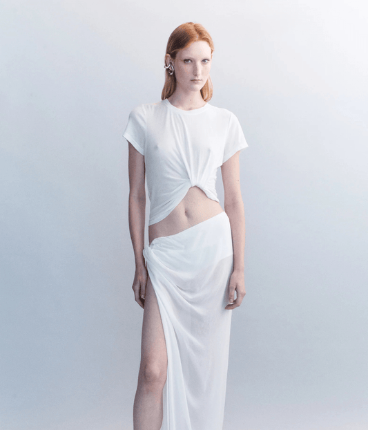 SUPIMA COTTON TUCK TEE | COURTNEY ZHENG COURTNEY ZHENG SUPIMA COTTON TUCK TEE