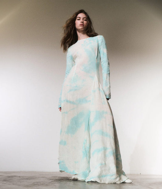 SWING LINEN GOWN- ICE BLUE | LUUDA |  LUUDA SWING LINEN GOWN- ICE BLUE