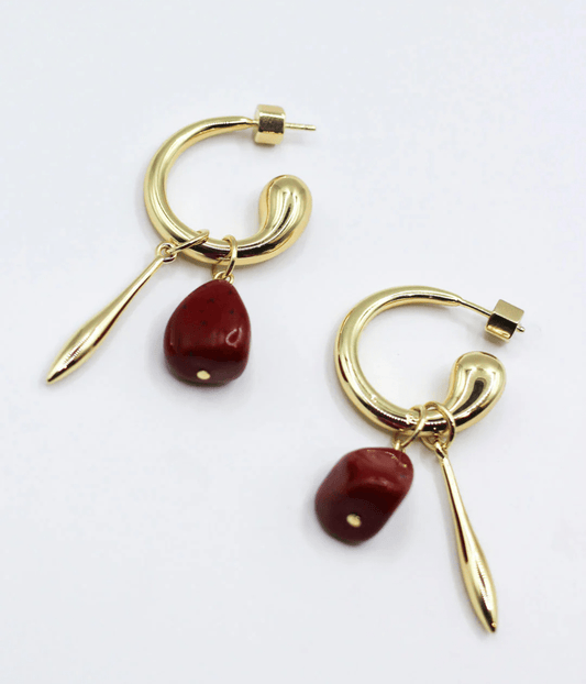 SWIRL STATEMENT CHARM EARRINGS | BRASS | F AND H STUDIO F+H STUDIOS SWIRL STATEMENT CHARM EARRINGS | BRASS