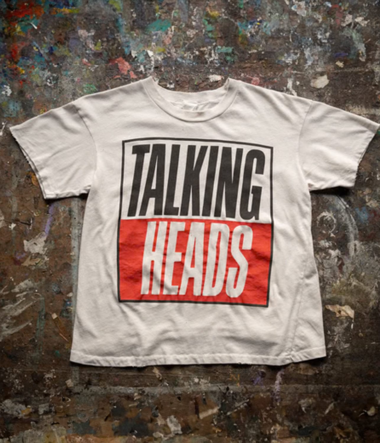 TALKING HEADS CROP TEE- WHITE | MADE WORN |  MADE WORN TALKING HEADS CROP TEE- WHITE