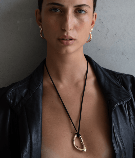 TERRAIN SUEDE CORD NECKLACE: BRASS | 18K GOLD PLATING | F + H STUDIOS F+H STUDIOS TERRAIN SUEDE CORD NECKLACE: BRASS | 18K GOLD PLATING