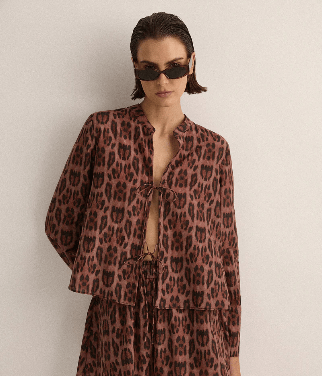 TIE FRONT BLOUSE | SUNSET LEOPARD | SARAH JANE CLARKE SJC MADE FOR TRAVEL TIE FRONT BLOUSE | SUNSET LEOPARD