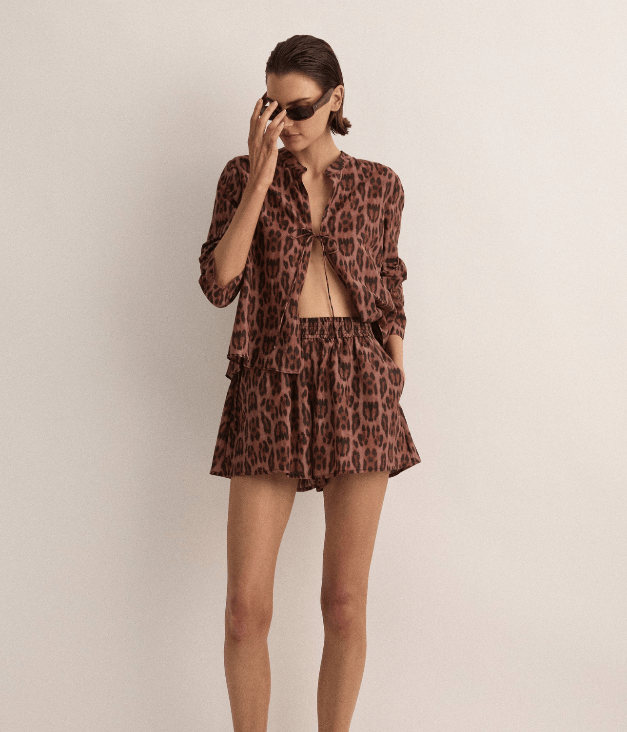 TIE FRONT BLOUSE | SUNSET LEOPARD | SARAH JANE CLARKE SJC MADE FOR TRAVEL TIE FRONT BLOUSE | SUNSET LEOPARD