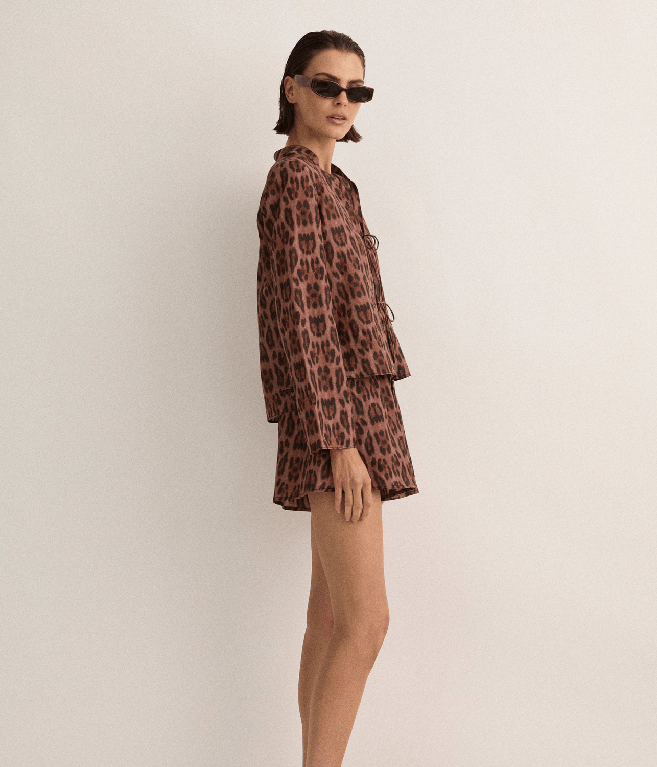 TIE FRONT BLOUSE | SUNSET LEOPARD | SARAH JANE CLARKE SJC MADE FOR TRAVEL TIE FRONT BLOUSE | SUNSET LEOPARD