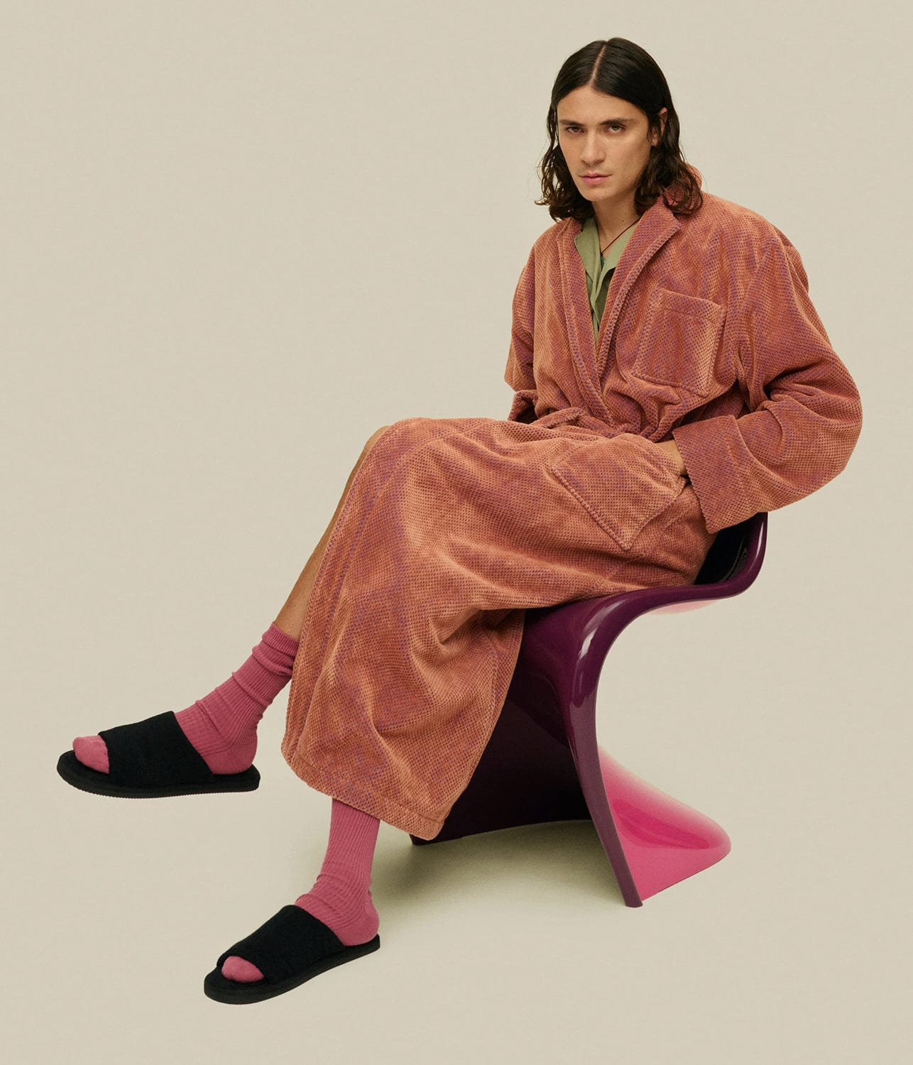 VELOUR LONG ROBE- ROZA | OAS COMPANY | OAS COMPANY VELOUR LONG ROBE- ROZA