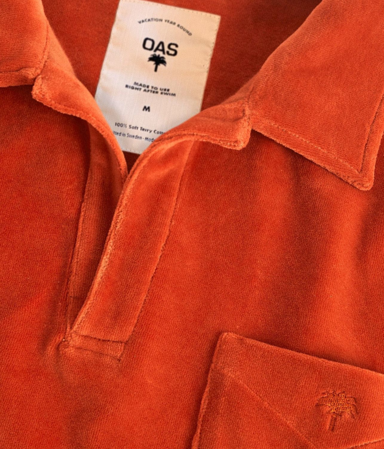 VELOUR LONG SLEEVE SHIRT- BURNT ORANGE | OAS COMPANY |  OAS COMPANY VELOUR LONG SLEEVE SHIRT- BURNT ORANGE