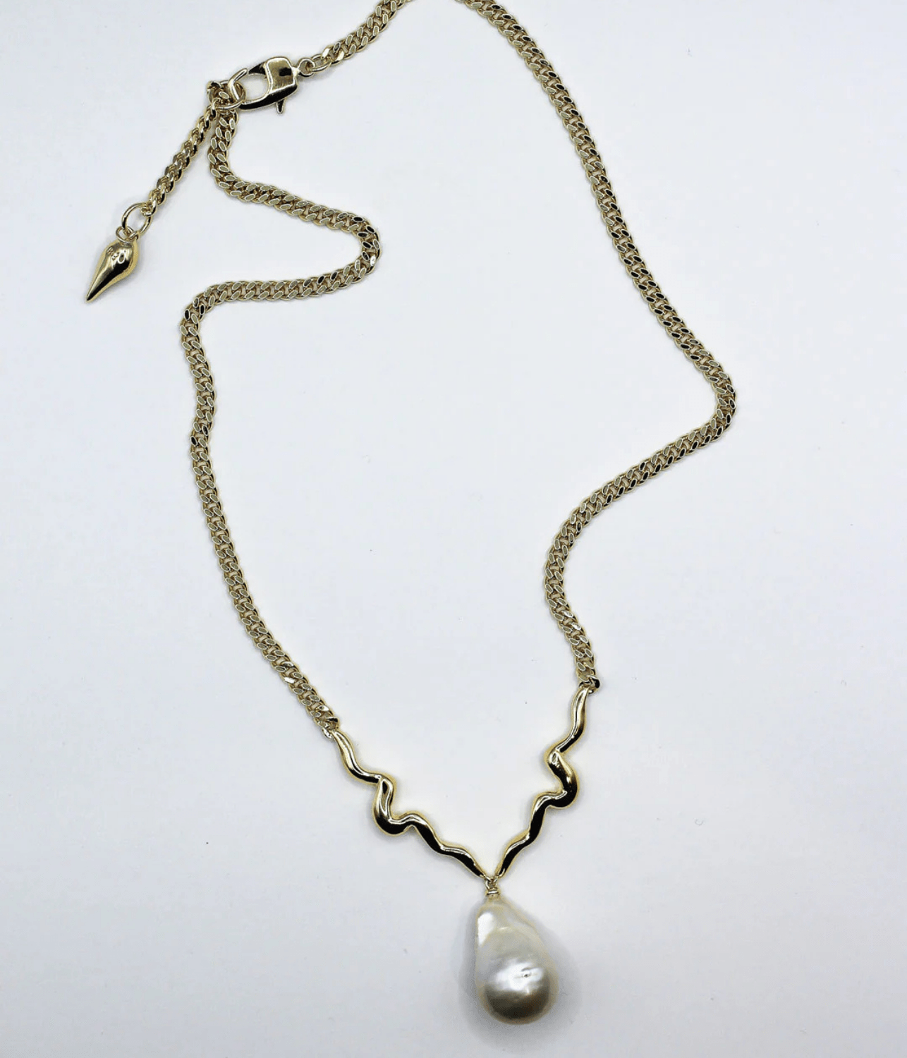 WOBBLY PEARL DROP NECKLACE | F + H STUDIOS F+H WOBBLY PEARL DROP NECKLACE