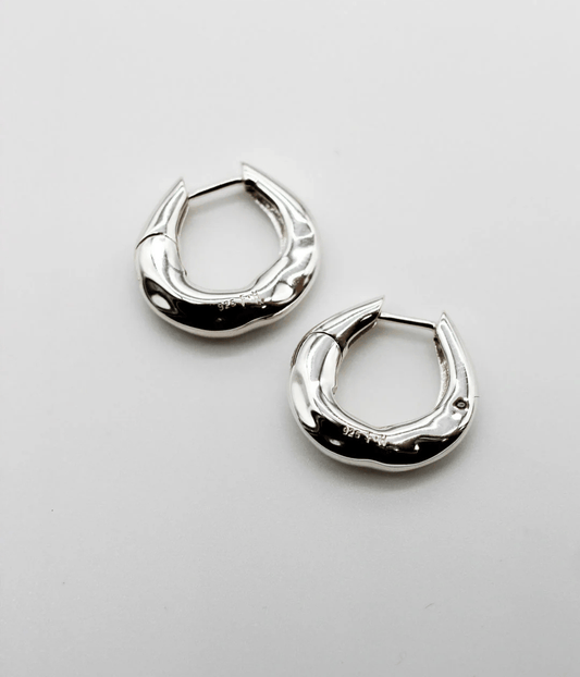 WONKY HOOP EARRINGS | F AND H STUDIOS | SILVER F+H WONKY HOOP EARRINGS