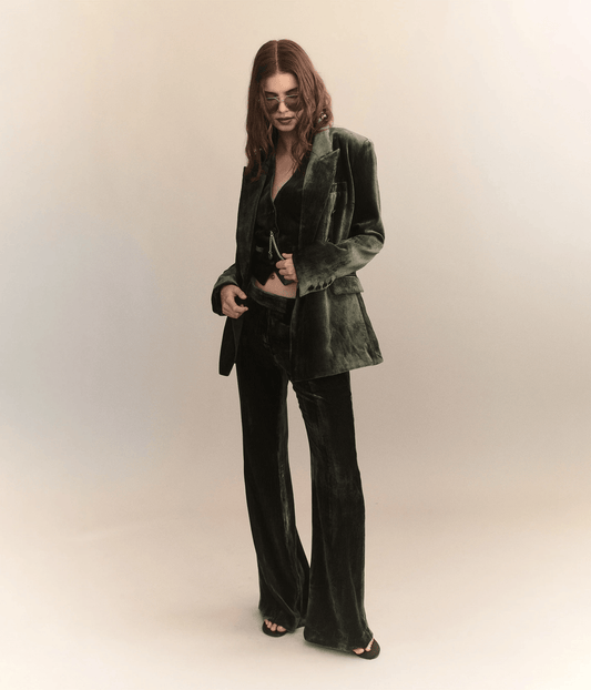 XANDER SILK VELVET CORDUROY PANTS | COURTNEY ZHENG COURTNEY ZHENG XANDER SILK VELVET CORDUROY PANTS