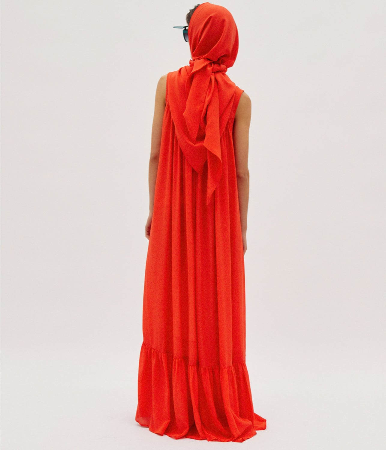 LUUDA SLEEVELESS SILK MAXI- BLOOD ORANGE