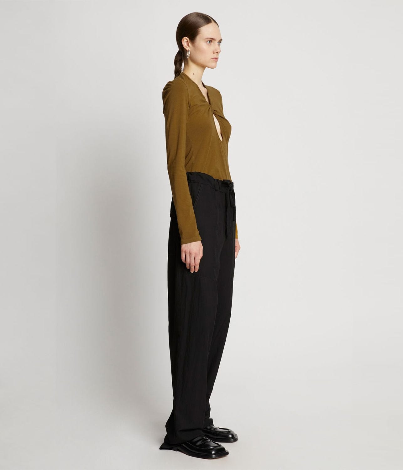 JERSEY KEYHOLE TOP-OLIVE | PROENZA SCHOULER WHITE LABEL |  PROENZA SCHOULER WHITE LABEL JERSEY KEYHOLE TOP-OLIVE