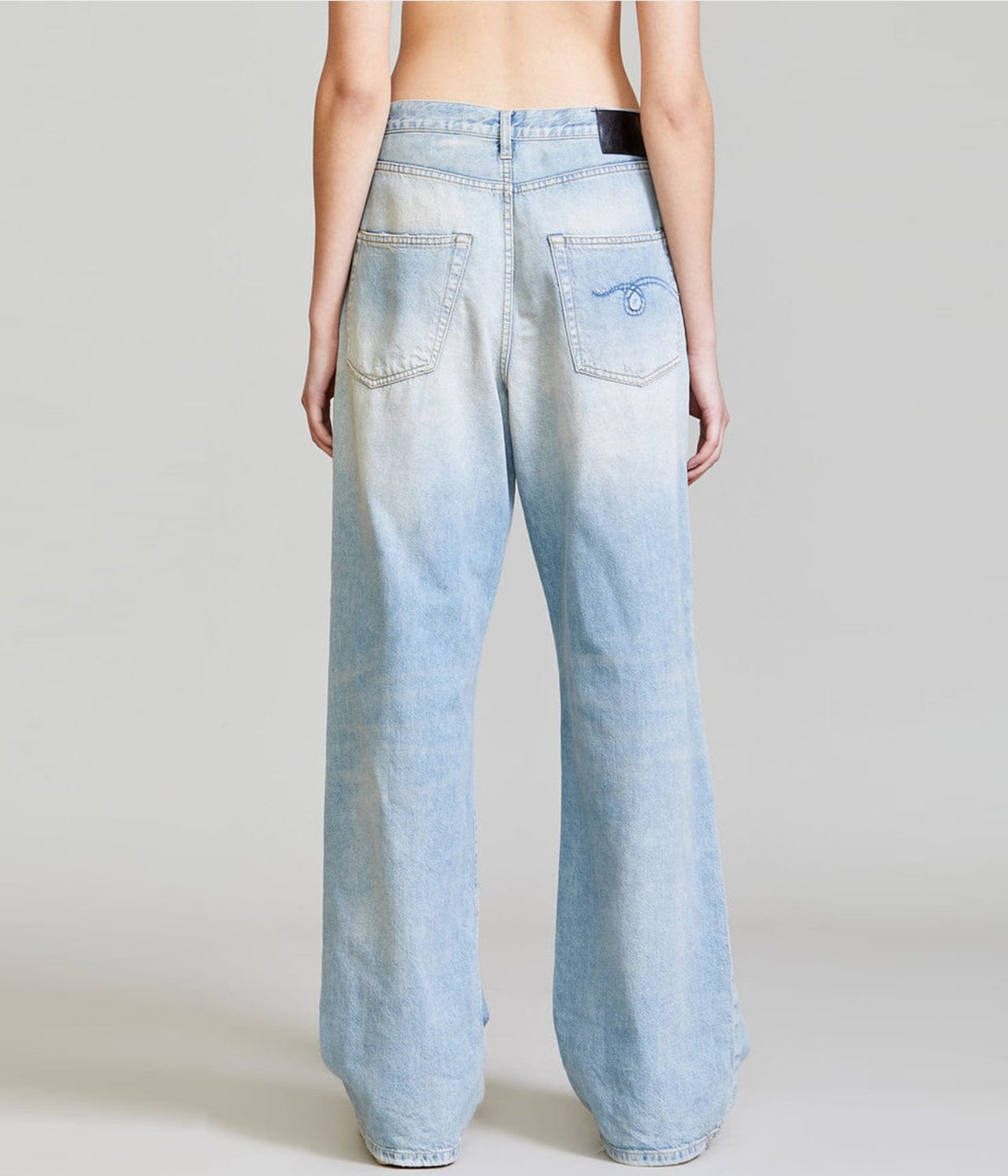 R13 DAMON PLEATED WIDE LEG PANT- LENNON BLUE