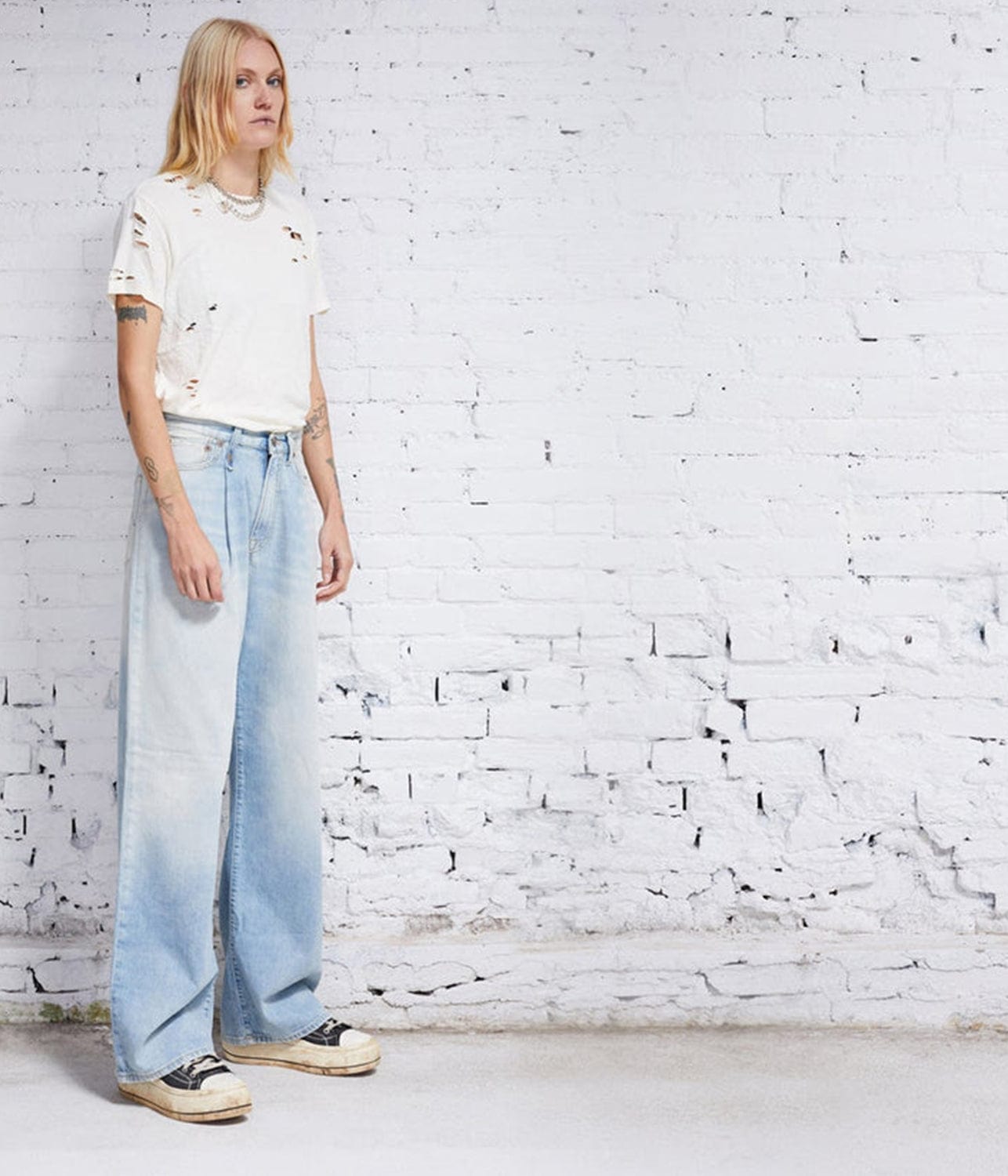 R13 DAMON PLEATED WIDE LEG PANT- LENNON BLUE