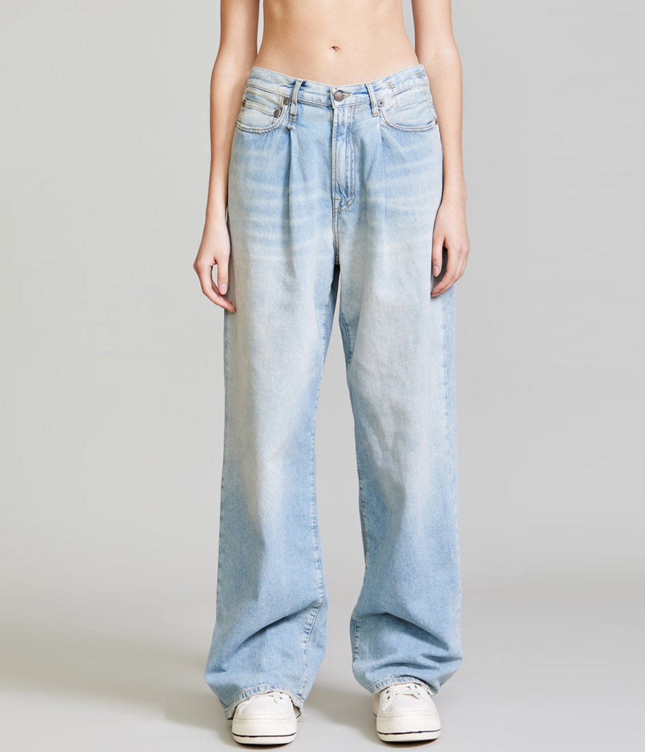 R13 DAMON PLEATED WIDE LEG PANT- LENNON BLUE