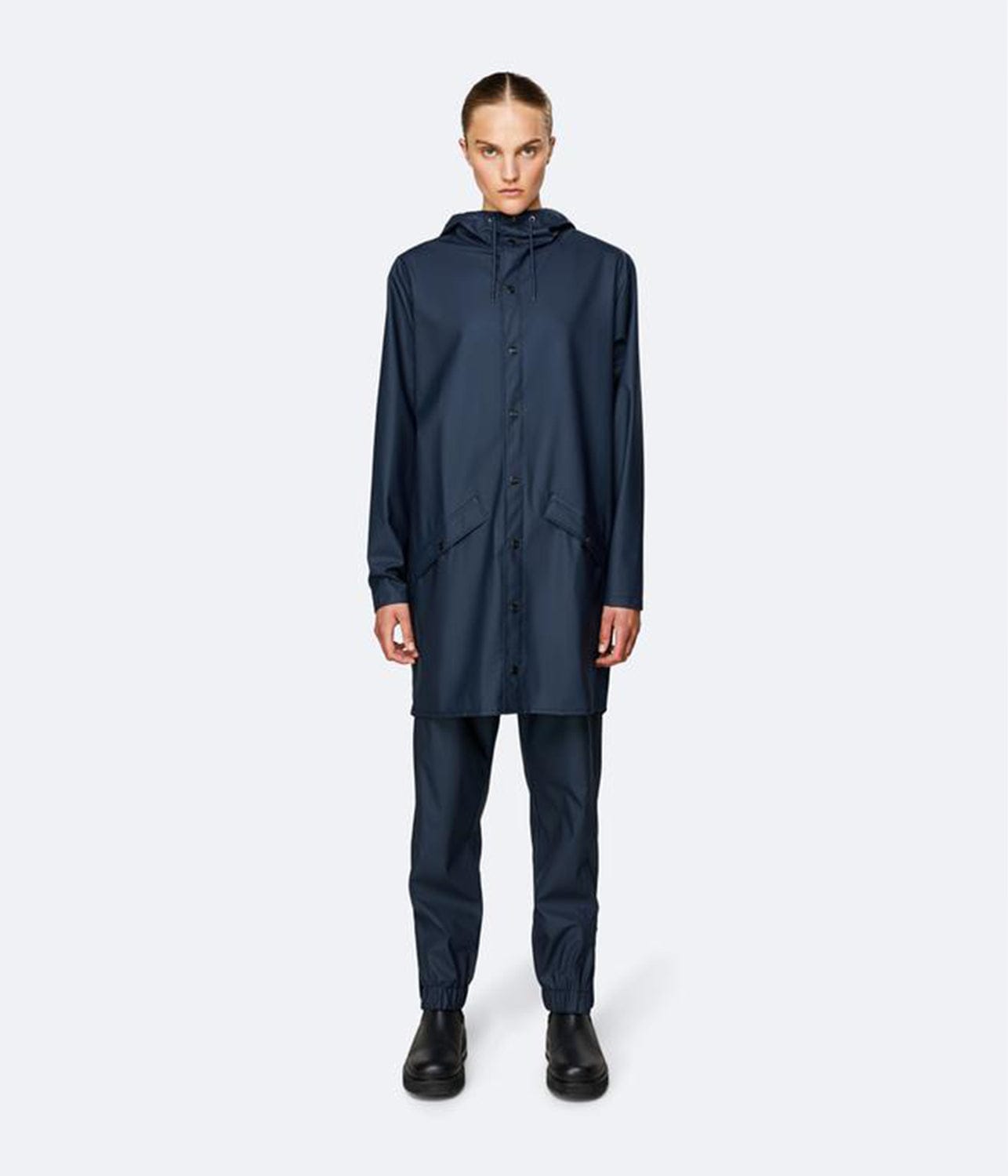 RAINS LONG JACKET BLUE.