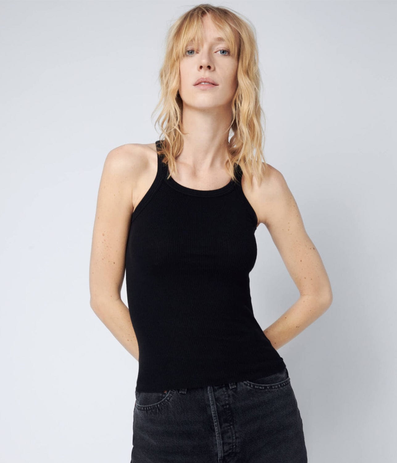 RIBBED TANK- BLACK | RE/DONE | RE/DONE RIBBED TANK- BLACK