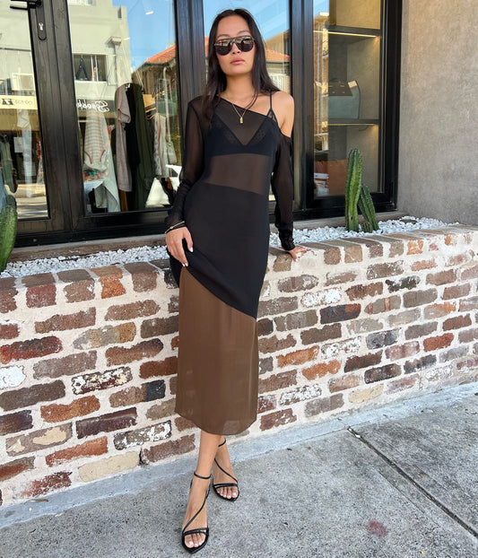 SILK GEORGETTE WAIST SKIRT- WALNUT | BEARE PARK BEARE PARK SILK GEORGETTE WAIST SKIRT- WALNUT